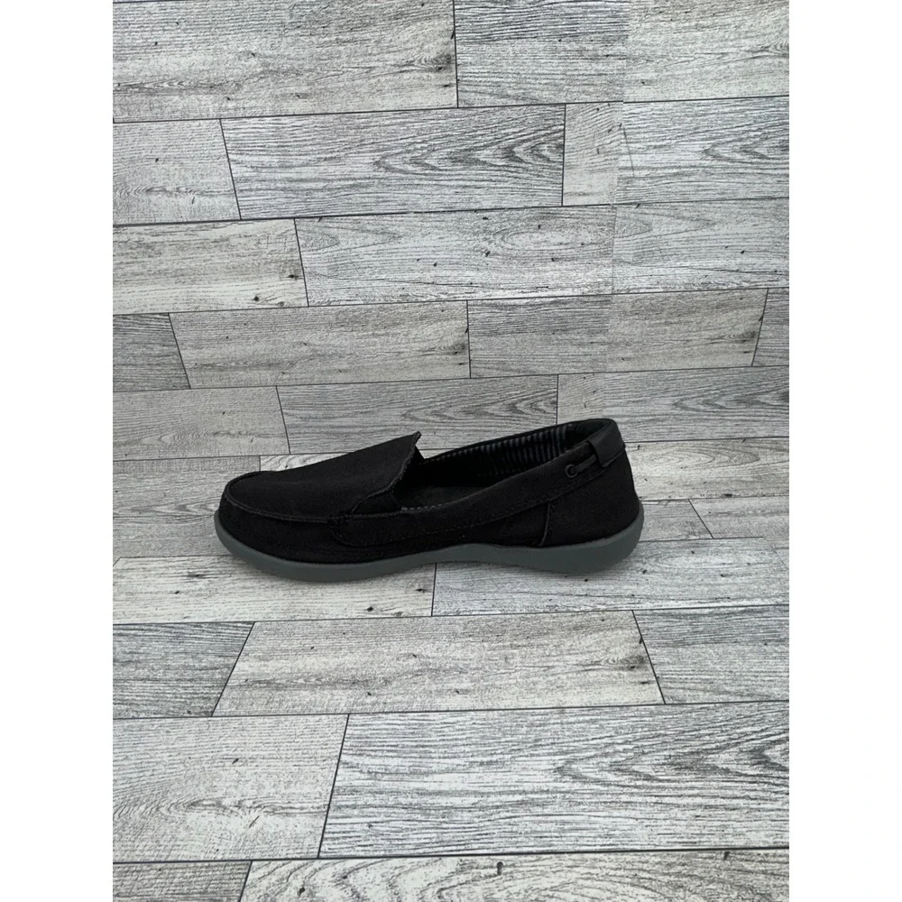 Crocs Santa Cruz Women Loafers Black Canvas Slip On Shoes Size 8 Moc Toe